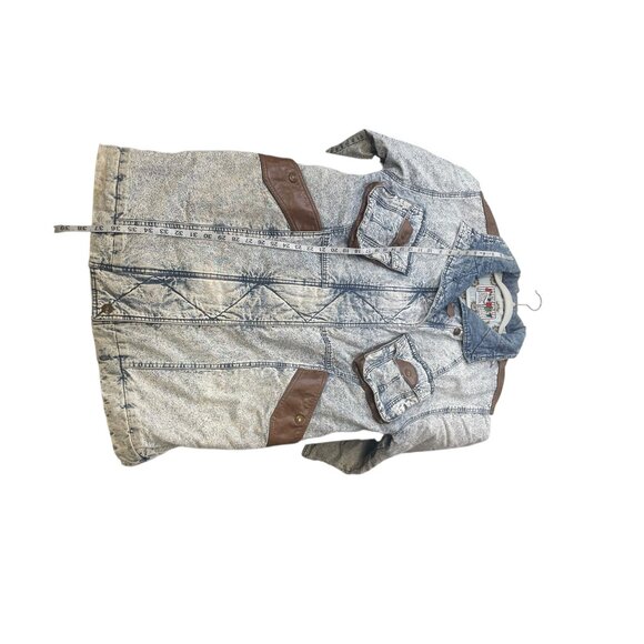 Vintage East West Denim Jacket With Faux Leather Accents & Pockets Button & Zip - Picture 11 of 11